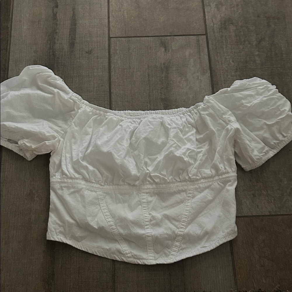Japna White Puff Sleeve Blouse Corset